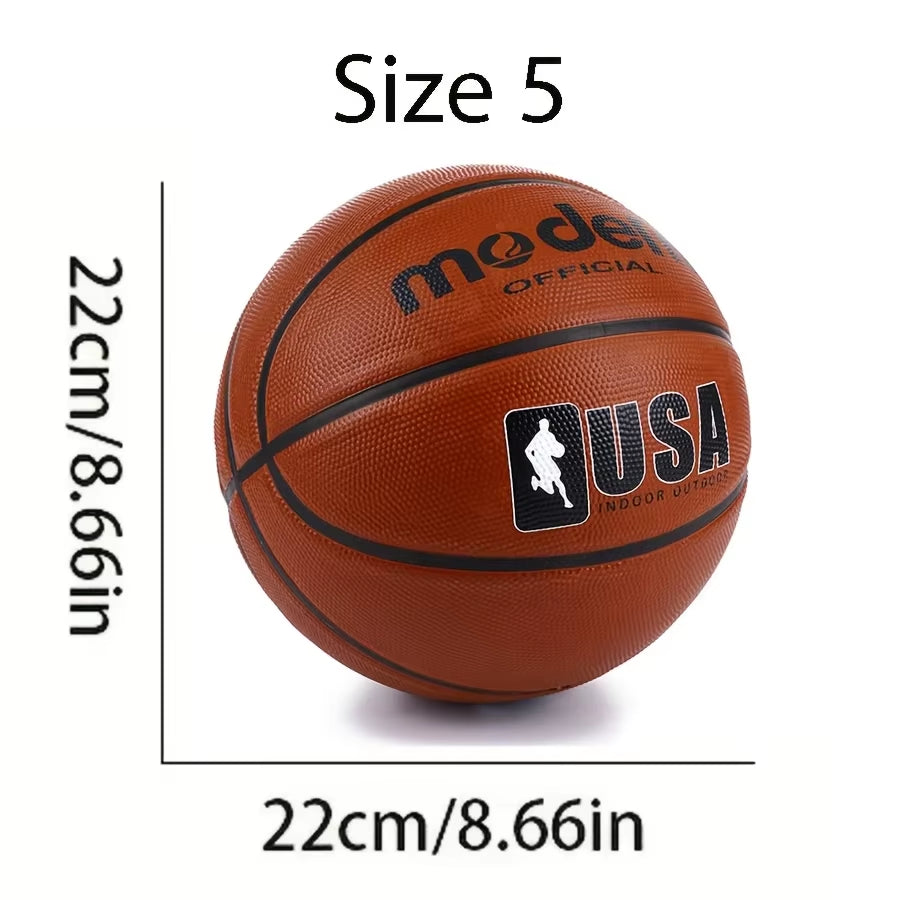 1Pc Official Adult Teenager Basketball - Brown Size 4/5/6/7 Basketball - Durable Rubber Indoor/Outdoor Professional Game Ball