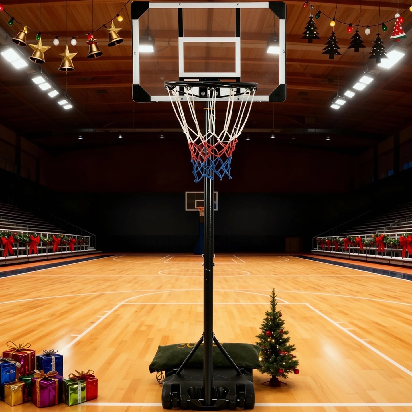 28In Basketball Hoop Basketball Goal System Height Adjustable 5.1Ft to 7Ft Court for All Age Ranges Indoor Outdoor Use