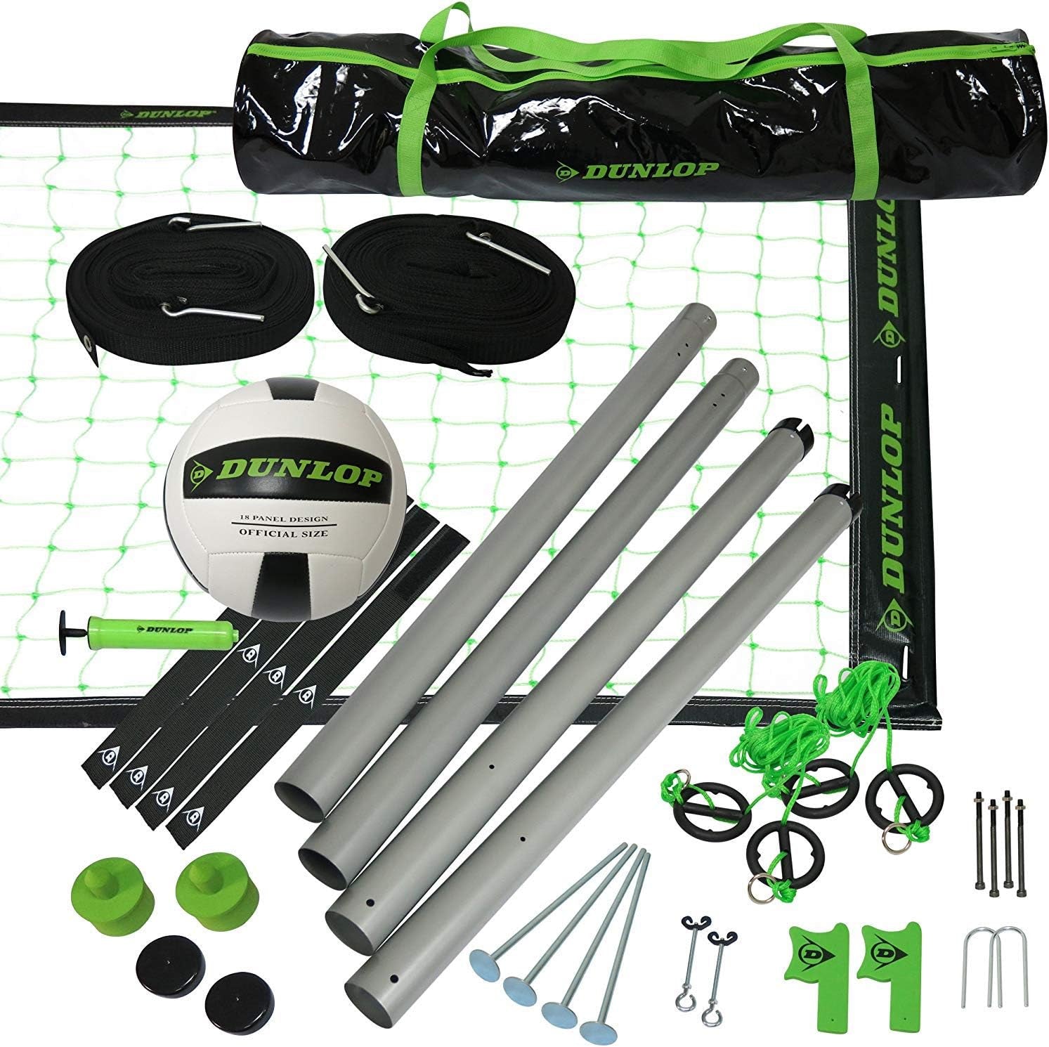 Multiple Size Adjustable Heights Outdoor Volleyball Net, Durable 3-Piece Steel Poles with Official Size Ball Included, Perfect for Beach and Backyard