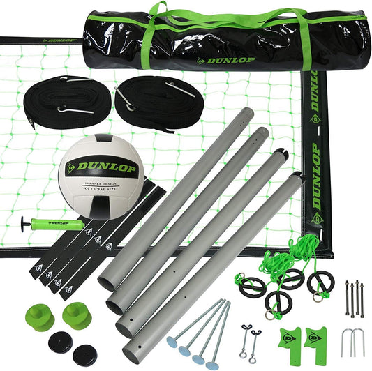 Multiple Size Adjustable Heights Outdoor Volleyball Net, Durable 3-Piece Steel Poles with Official Size Ball Included, Perfect for Beach and Backyard