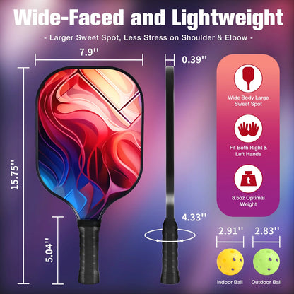 Pickleball Paddles Set of 4, with 4 Fiberglass Paddles, 4 Pickle-Ball , 4 Cooling Towel, 1 Pickleball Bag, PP Honeycomb Core Pickleball Equipment Is the Perfect Gift for Beginners & Amateurs