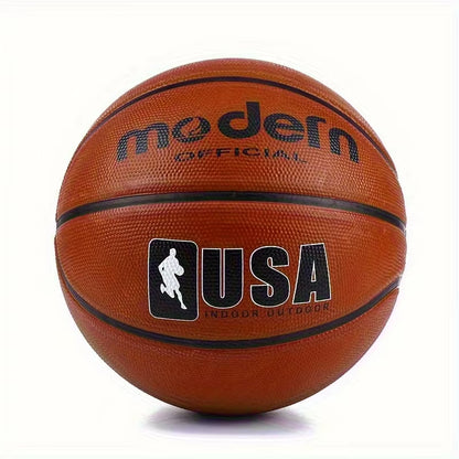 1Pc Official Adult Teenager Basketball - Brown Size 4/5/6/7 Basketball - Durable Rubber Indoor/Outdoor Professional Game Ball