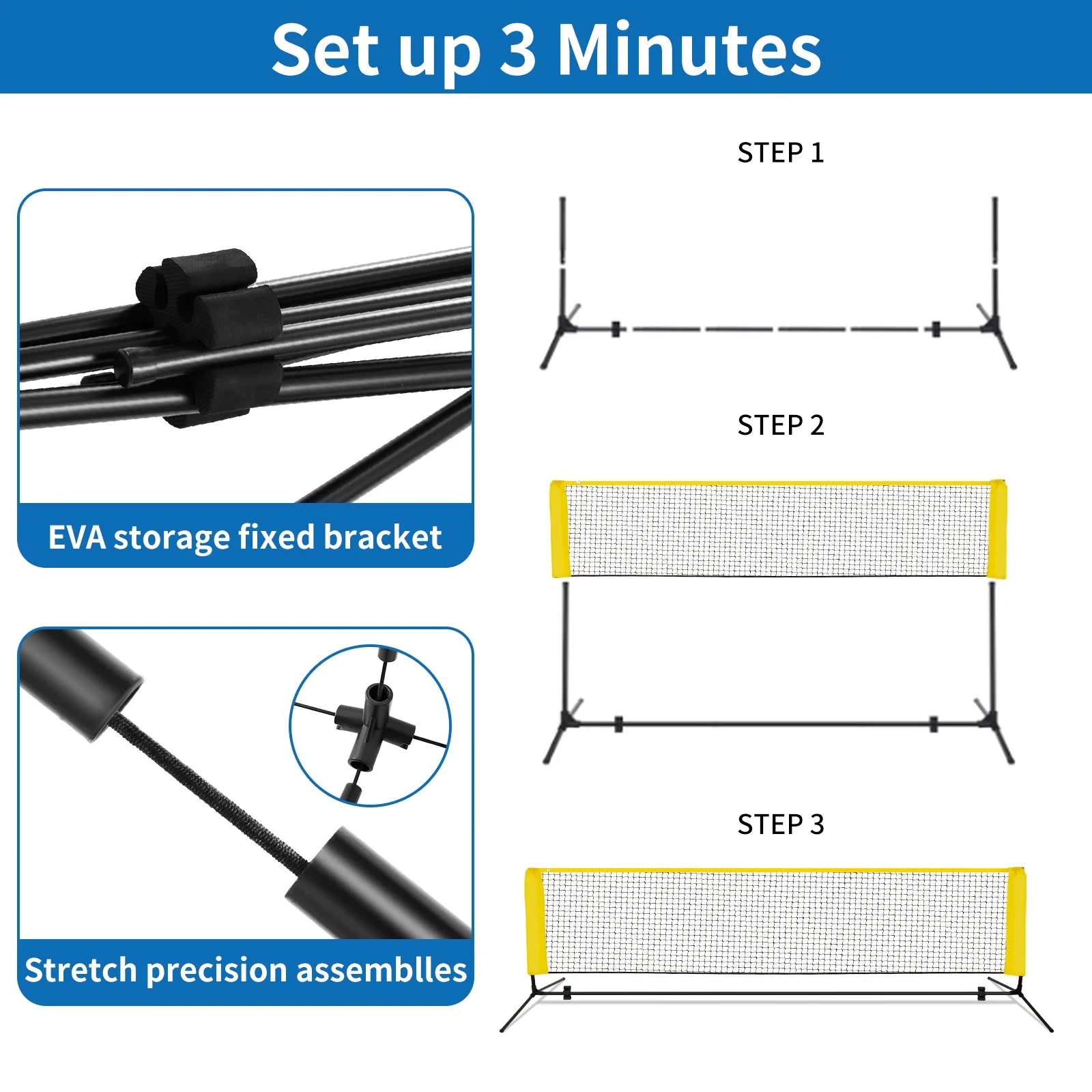 22FT Portable Pickleball Net Set 4 Wood Pickleball Paddles and 6 Outdoor Pickleball Balls for Outdoor Indoor Driveway Backyard for Adults Beginners