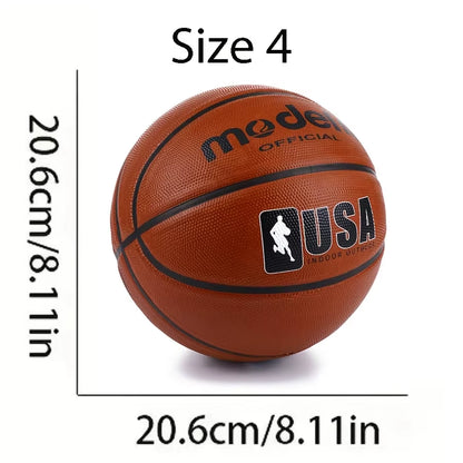 1Pc Official Adult Teenager Basketball - Brown Size 4/5/6/7 Basketball - Durable Rubber Indoor/Outdoor Professional Game Ball