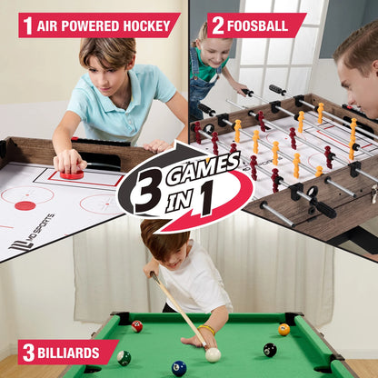 48" 3-In-1 Multi Game, Pool Table, Air Hockey, Foosball Table, by