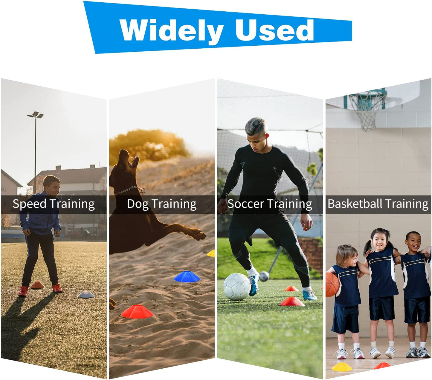 25/50/100/200 Pack Disc Cones, Agility Soccer Cones with Carry Bag and Holder, S