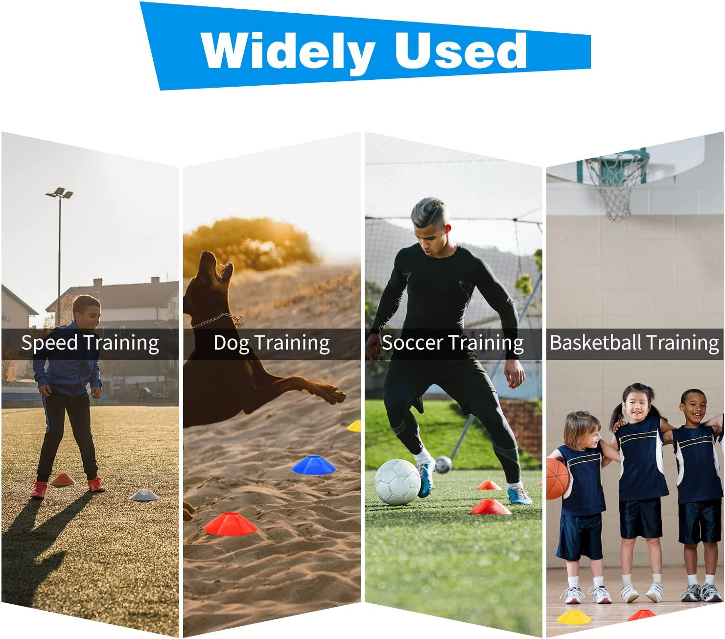 25/50/100/200 Pack Disc Cones, Agility Soccer Cones with Carry Bag and Holder, S