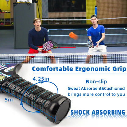 Pickleball Paddles Set of 2 Paddles,4 Pickleball Balls, Lightweight Fiberglass Surface&Honeycomb Core Pickleball Set Gifts for Men Women