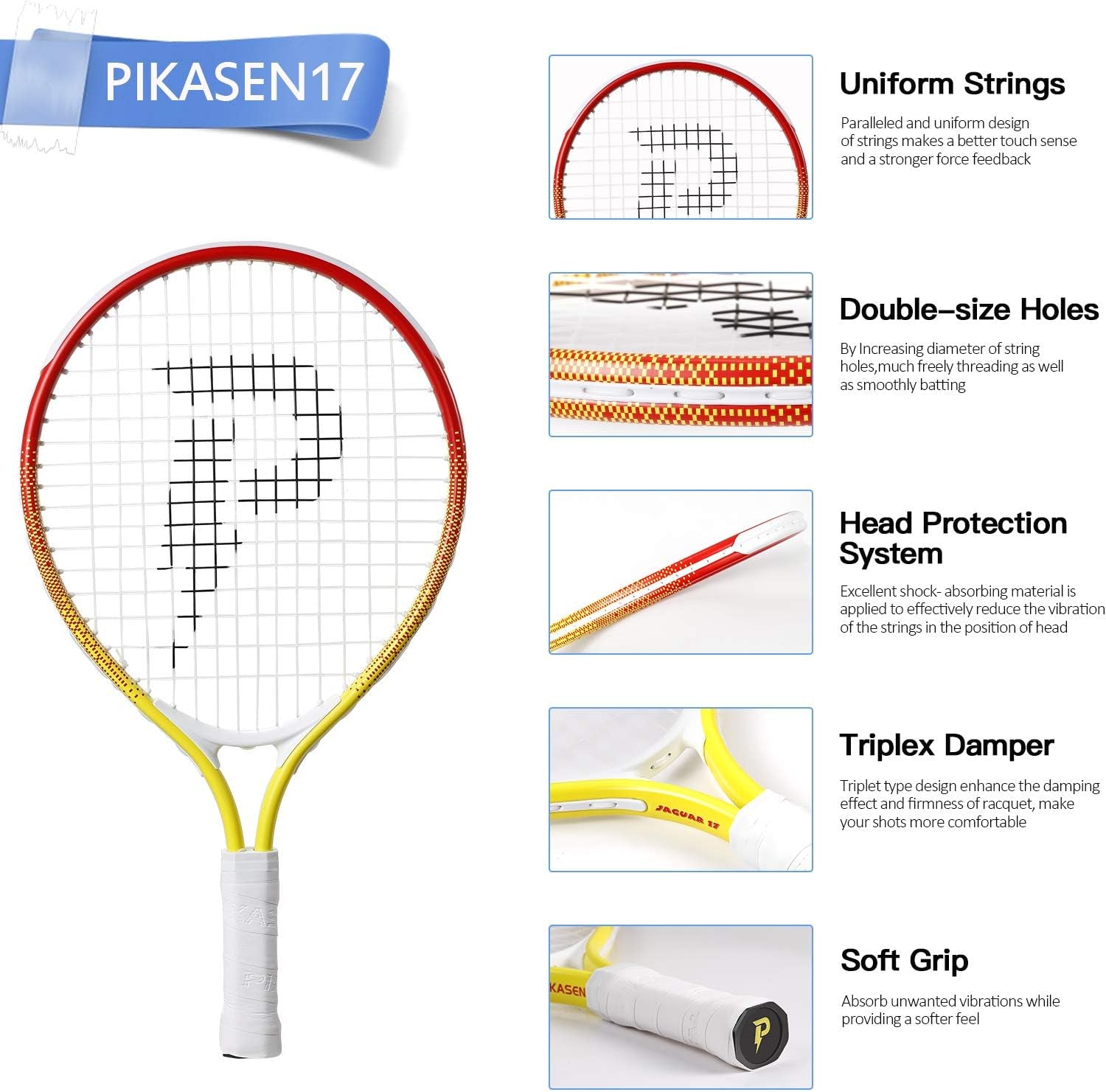 17" Kids Tennis Racket Best Starter Kit for Kids Age 4 and under with Shoulder Strap Bag and Mini Tennis Racket Toddler Tennis Raquet