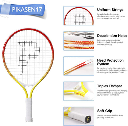 17" Kids Tennis Racket Best Starter Kit for Kids Age 4 and under with Shoulder Strap Bag and Mini Tennis Racket Toddler Tennis Raquet
