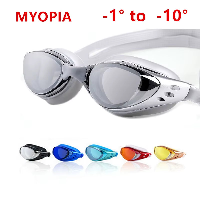 Adult Myopia Swimming Goggles Professional Pool Glasses Anti-Fog Large Field of Vision Kids Optical Waterproof Eyewear Diopter