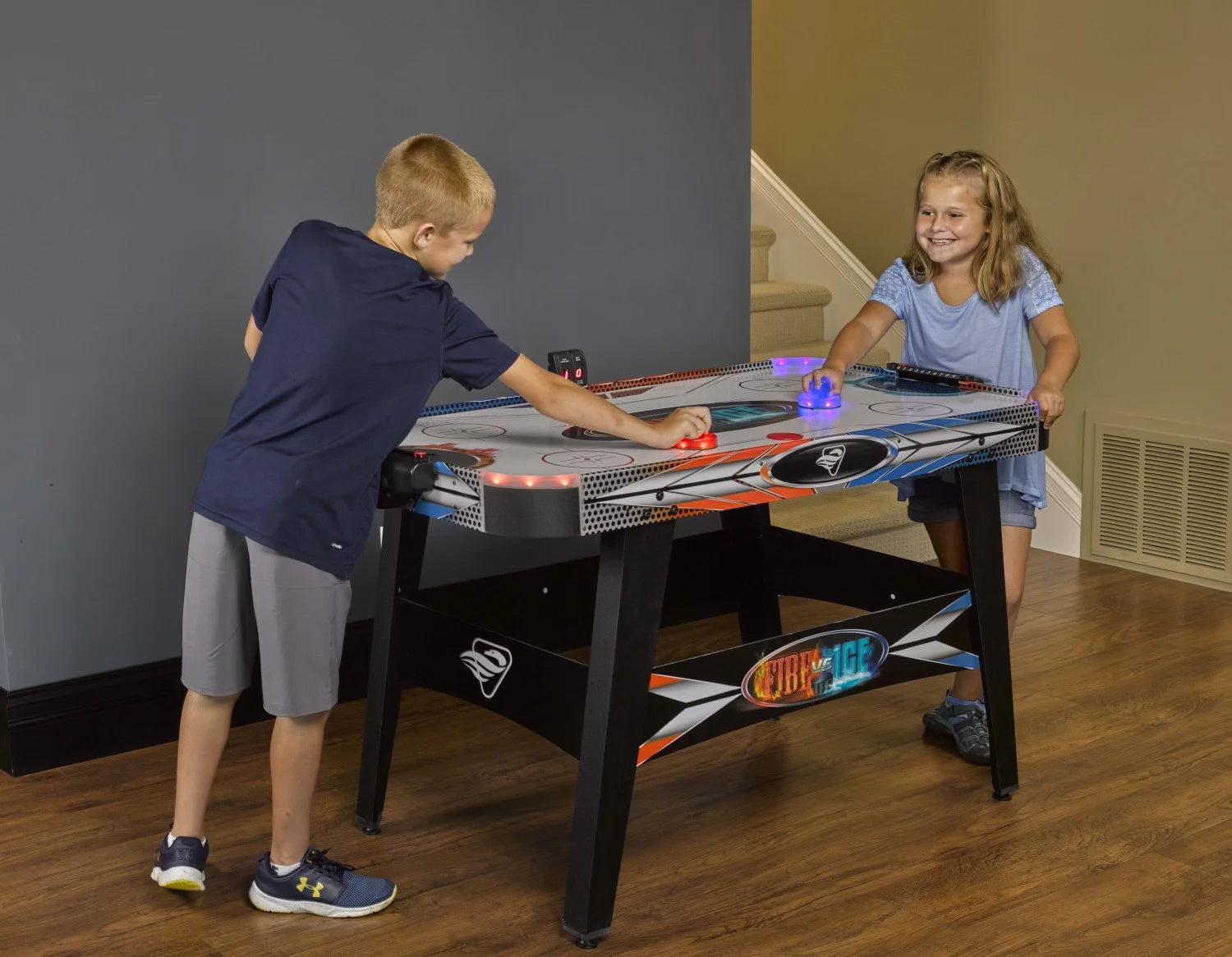 Air Hockey Table with Two Led Pushers and LED Puck, 54 In