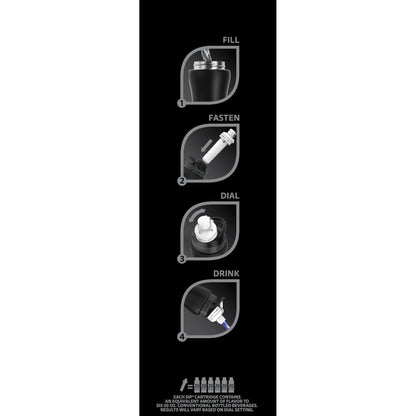 32Oz Matte Black Stainless Steel Starter Kit with Matte Black  Lid 2.0 and 2 Flavor Cartridges (Blueberry Grape & Kiwi Berry)