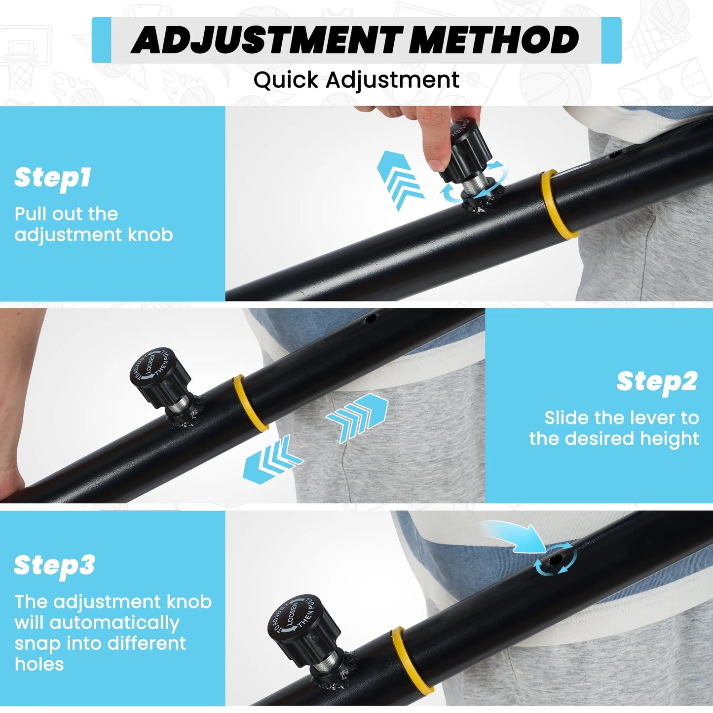 28In Basketball Hoop Basketball Goal System Height Adjustable 5.1Ft to 7Ft Court for All Age Ranges Indoor Outdoor Use
