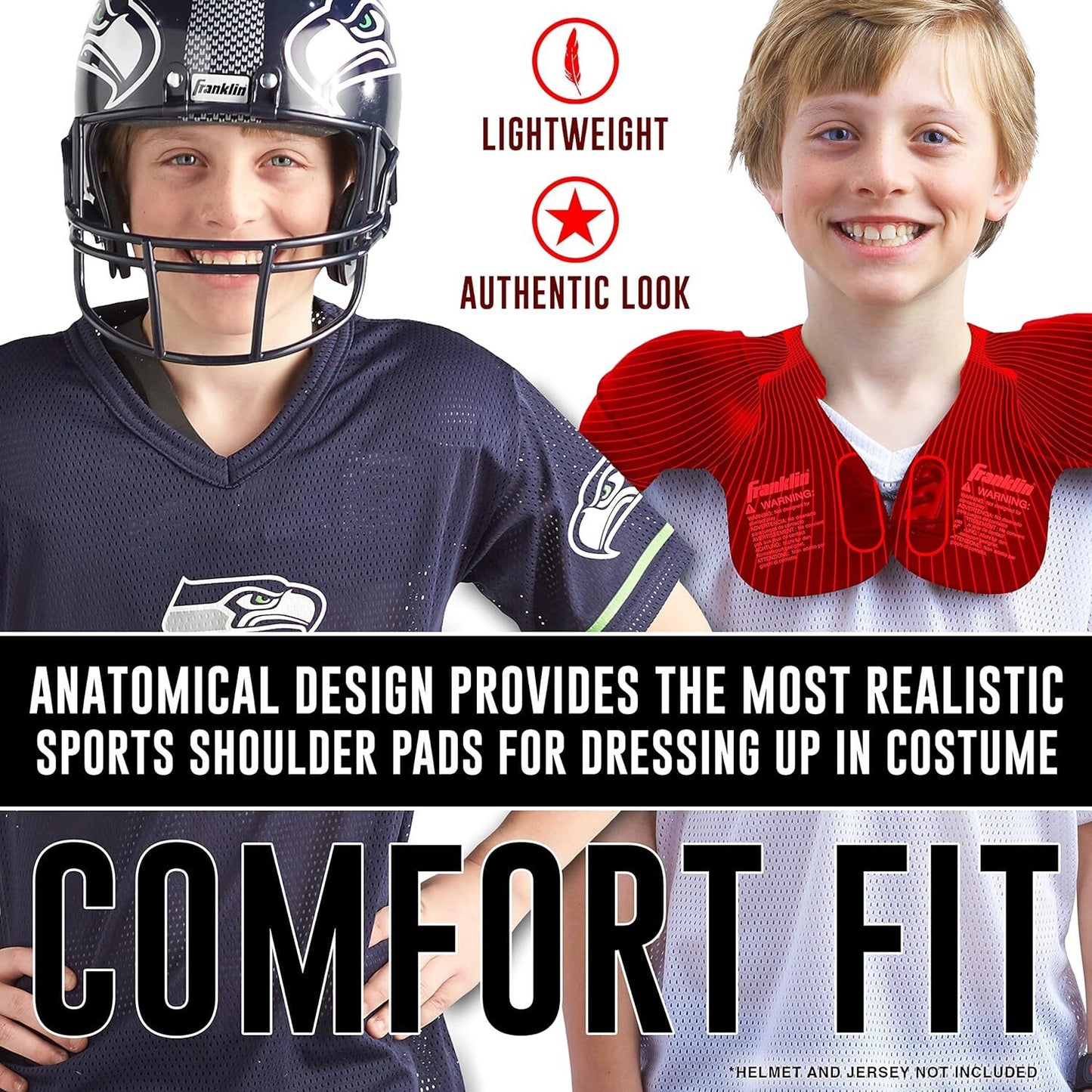 Franklin Sports Kids Costume Football Shoulder Pads - Lightweight