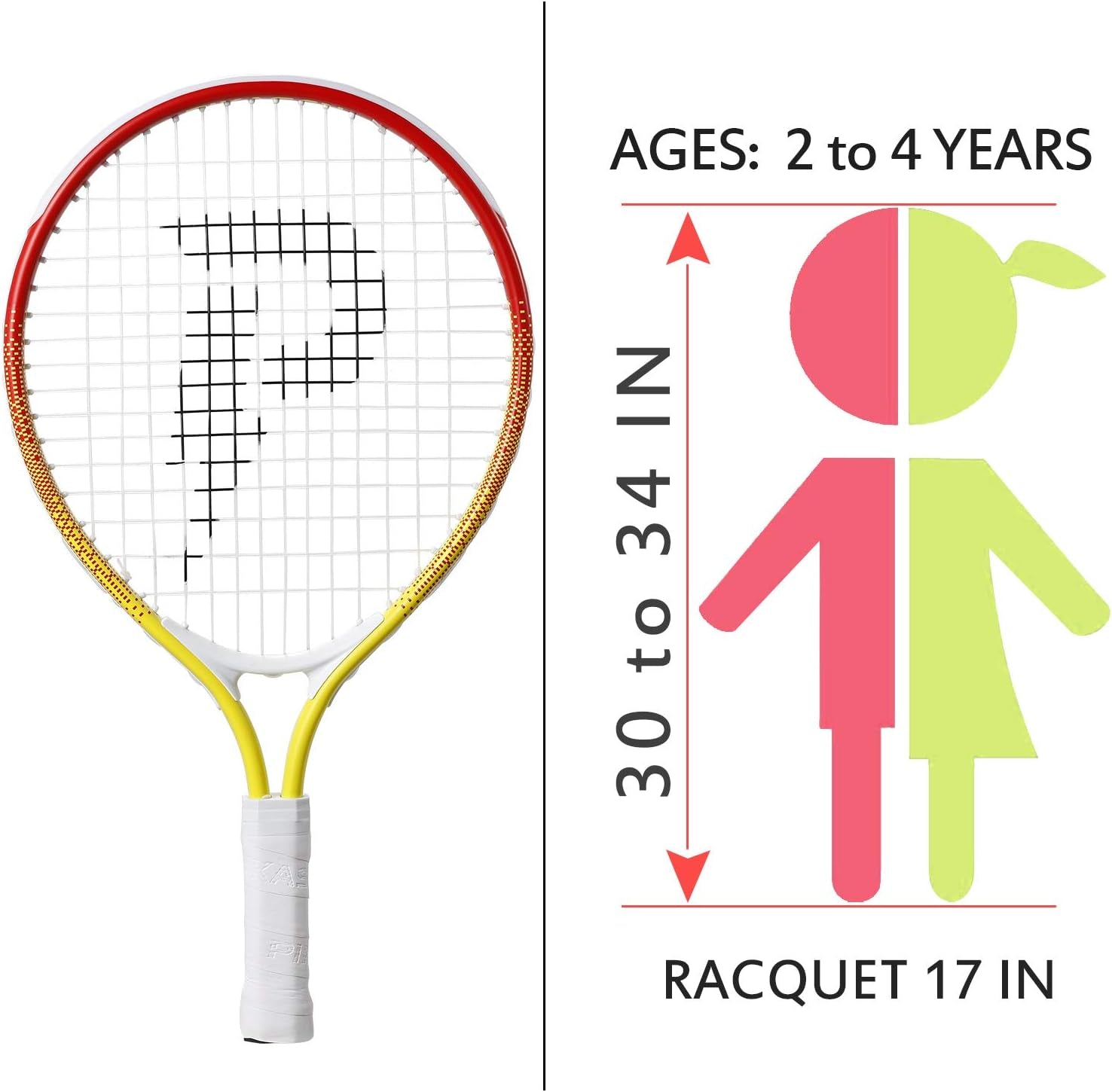 17" Kids Tennis Racket Best Starter Kit for Kids Age 4 and under with Shoulder Strap Bag and Mini Tennis Racket Toddler Tennis Raquet