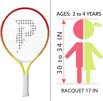 17" Kids Tennis Racket Best Starter Kit for Kids Age 4 and under with Shoulder Strap Bag and Mini Tennis Racket Toddler Tennis Raquet