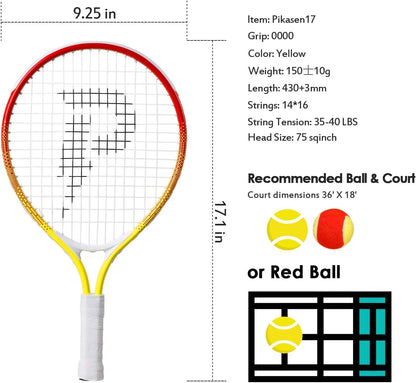 17" Kids Tennis Racket Best Starter Kit for Kids Age 4 and under with Shoulder Strap Bag and Mini Tennis Racket Toddler Tennis Raquet