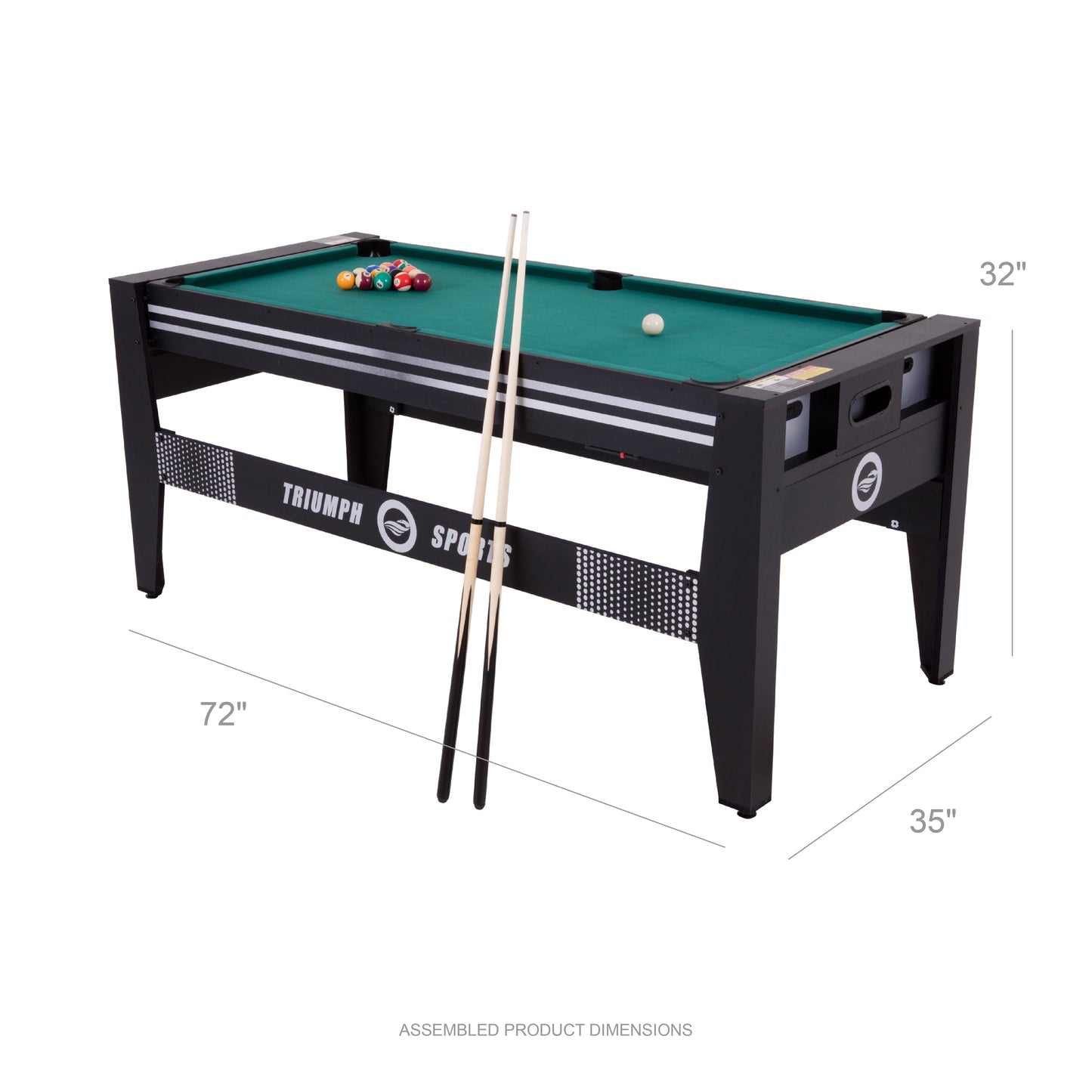72" 4 in 1 Multi-Game Swivel Table with Air-Powered Hockey, Table Tennis, Billiards, and Launch Football