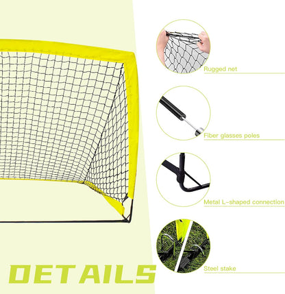 Portable Soccer Goal, Training Soccer Net for Backyard, Garden, Indoor, Outdoor, Training, Practice Goals (6'3"X 3'7")