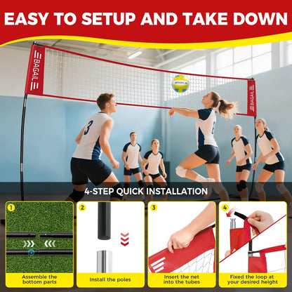 Volleyball Net, 12Ft/20Ft Portable Volleyball Net for Backyard - Adjustable Heig