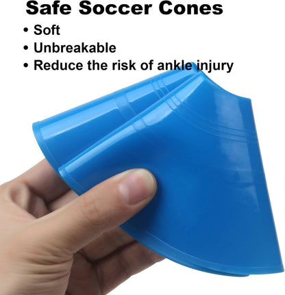 60PCS Soccer Cones with Strap Carry Bag Agility Disc Cones Soccer Training Cones, Field Marker Sport Training Cones for Challenge Football Basketball Skating Kids Games Outdoor Indoor