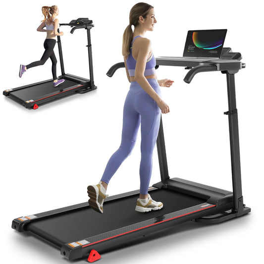 Treadmill with Removable Desk - 300Lbs Weight Capacity, 2.5 HP Portable Folding Treadmill for Home, Running Machine with Incline