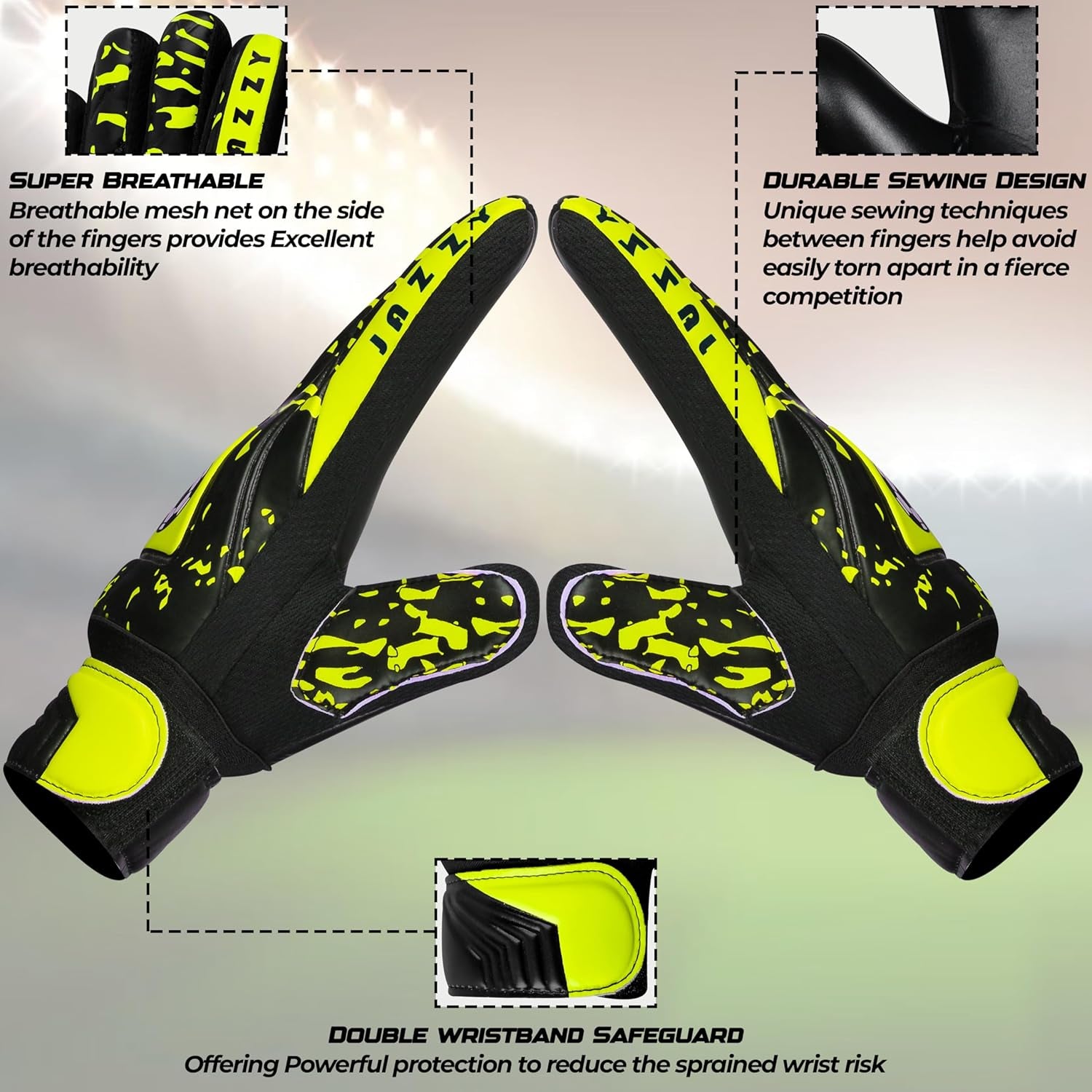 Youth Goalie Gloves with Double Wrist Protection,Non