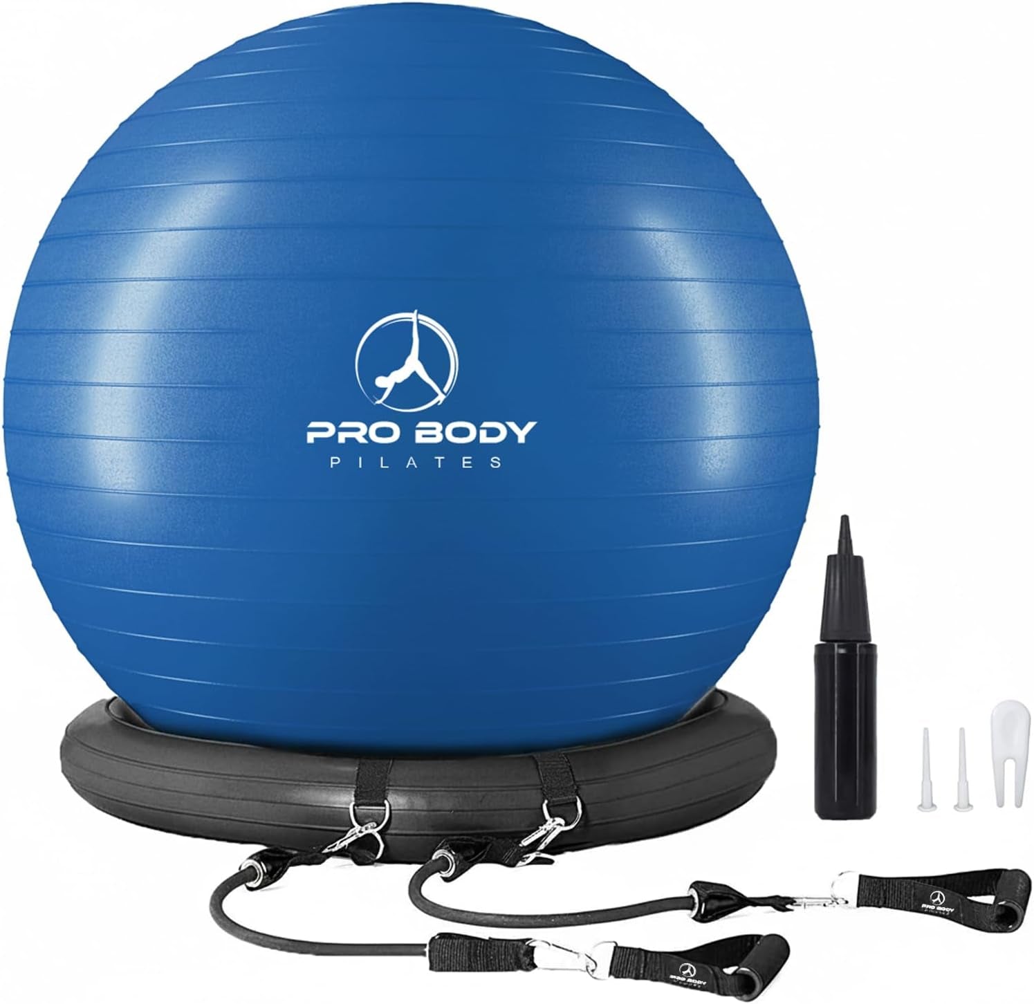 Yoga Ball Chair, Exercise Ball Chair with Base or Stand for Home Office Desk Sitting or Workout, 65Cm Antiburst Balance & Stability Ball Seat, Large Gym Ball for Back, Abs
