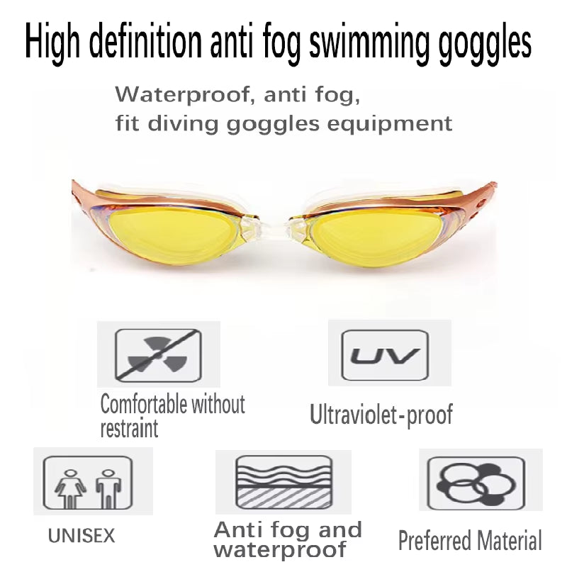 Electroplated Swimming Goggles anti Fog Adult Swimming Goggles Waterproof Silicone Swimming Goggles Set Adjustable