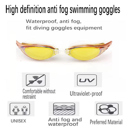 Electroplated Swimming Goggles anti Fog Adult Swimming Goggles Waterproof Silicone Swimming Goggles Set Adjustable