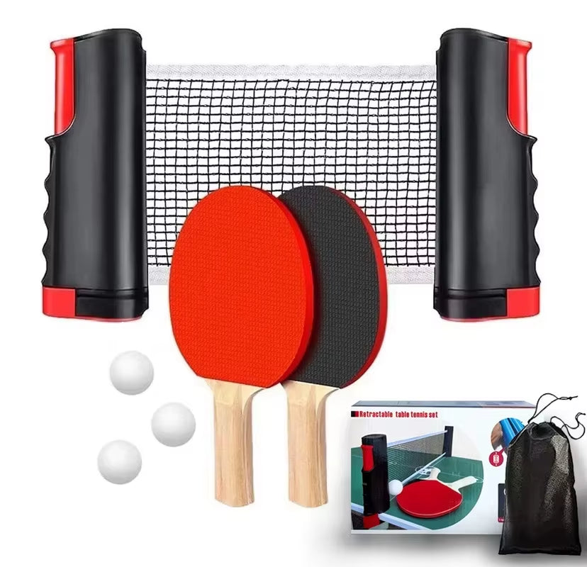 Stretchable Table Tennis Mesh Frame Portable Table Tennis Hand-Held Net Pillar Table Tennis Racquet Combination Set