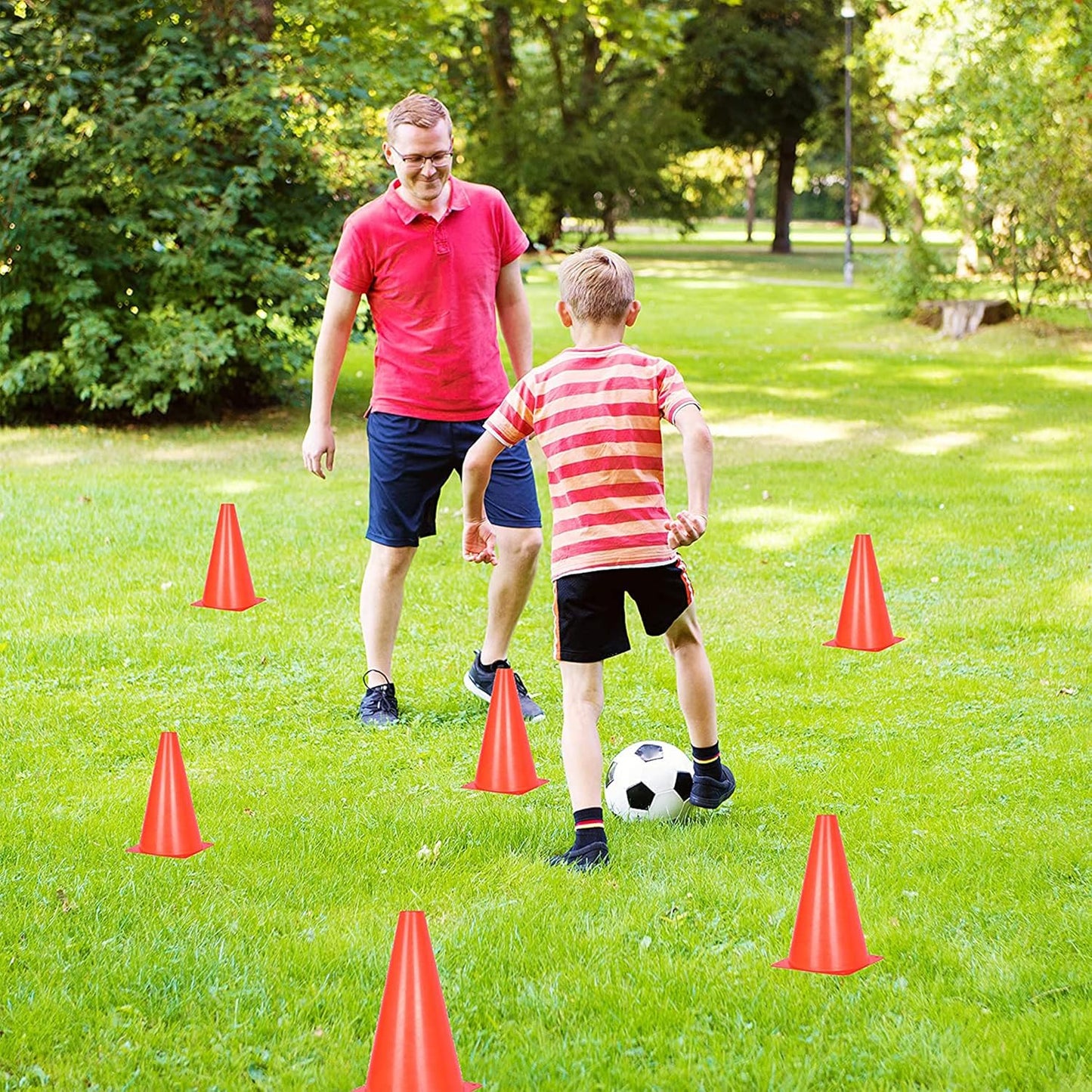 9 Inch Orange Traffic Cones, Plastic Sports Cones, Soccer Training Cones for Outdoor Activity & Festive Events (Sets of 10/15/ 20)