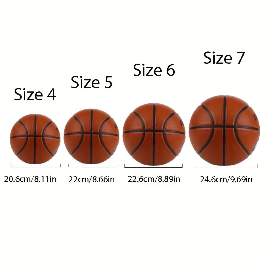 1Pc Official Adult Teenager Basketball - Brown Size 4/5/6/7 Basketball - Durable Rubber Indoor/Outdoor Professional Game Ball