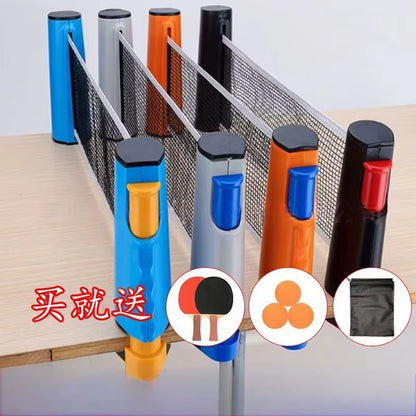 Stretchable Table Tennis Mesh Frame Portable Table Tennis Hand-Held Net Pillar Table Tennis Racquet Combination Set