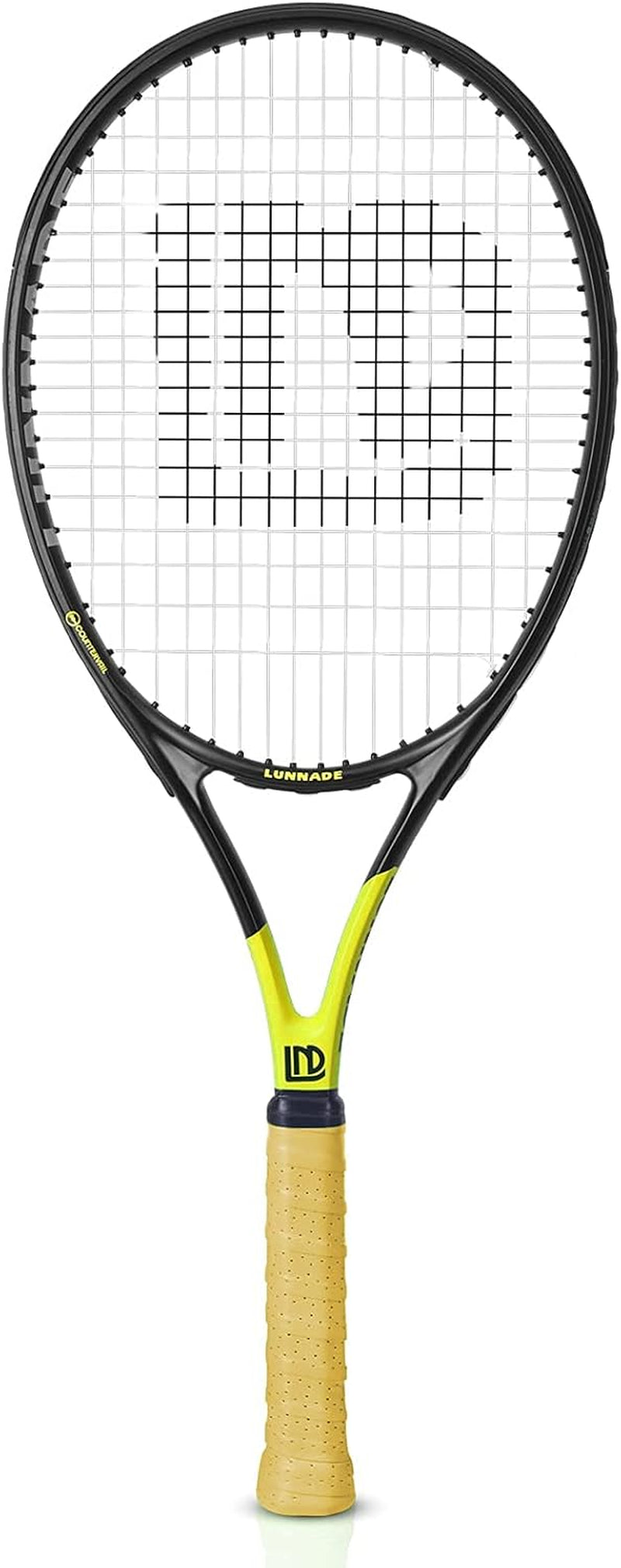 Adults Tennis Racket 27 Inch, Shockproof Carbon Fiber Tennis Racquet Light-Weight, Pre-Strung and Regrip, Suitable for Beginners to Intermediate Players