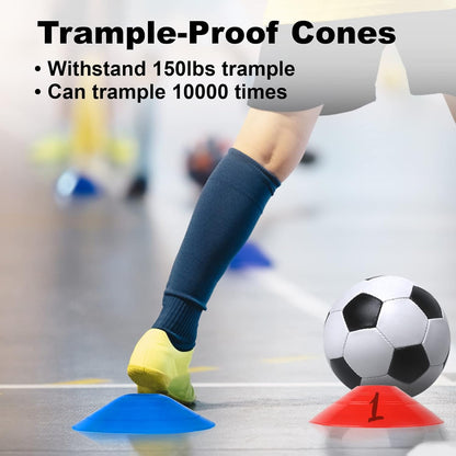 60PCS Soccer Cones with Strap Carry Bag Agility Disc Cones Soccer Training Cones, Field Marker Sport Training Cones for Challenge Football Basketball Skating Kids Games Outdoor Indoor
