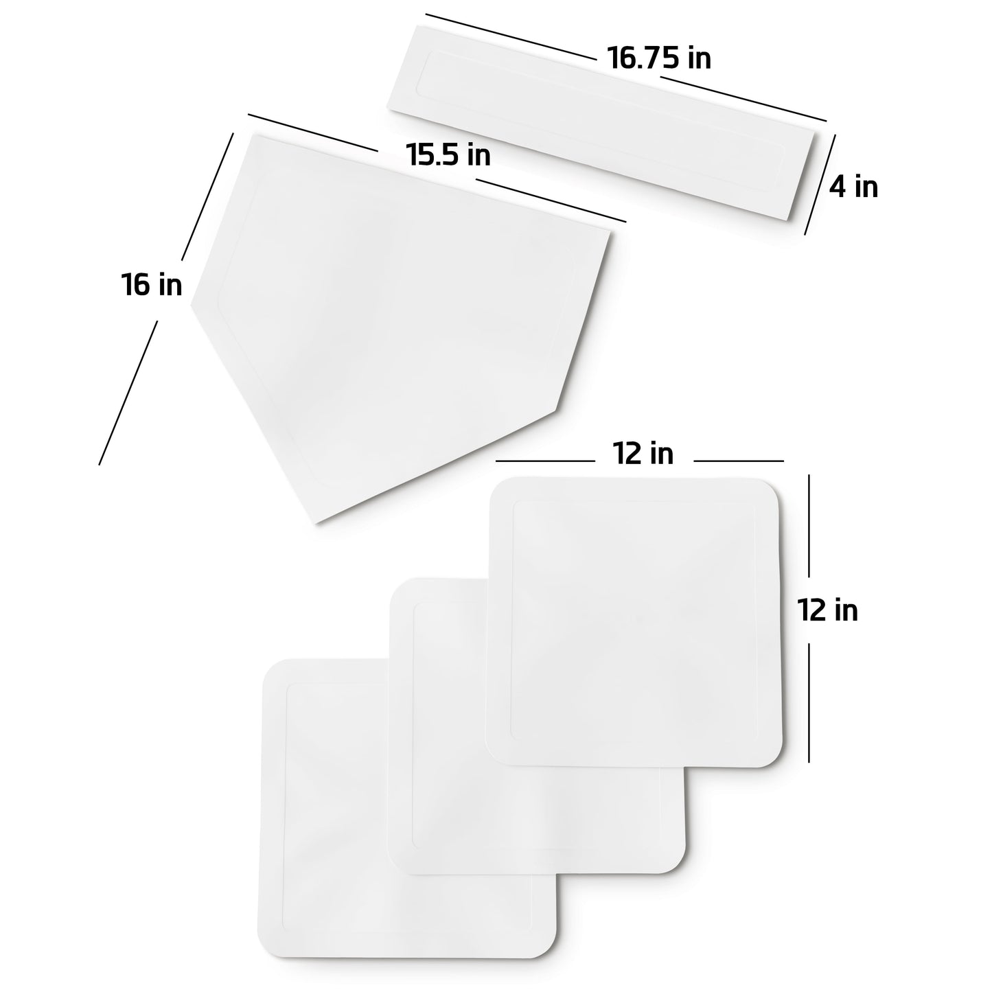 Throw down Baseball Base Set, White Rubber, 3 Lb