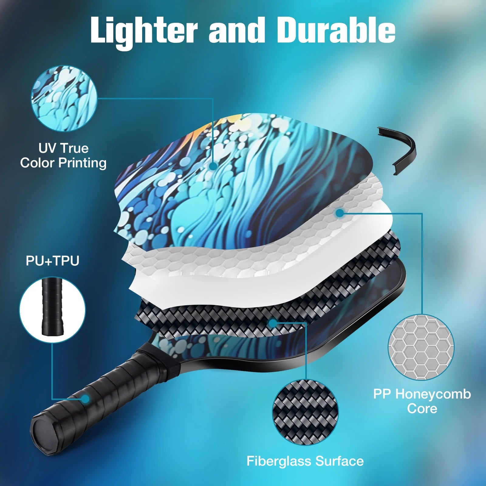 Pickleball Paddles Set of 4, with 4 Fiberglass Paddles, 4 Pickle-Ball , 4 Cooling Towel, 1 Pickleball Bag, PP Honeycomb Core Pickleball Equipment Is the Perfect Gift for Beginners & Amateurs