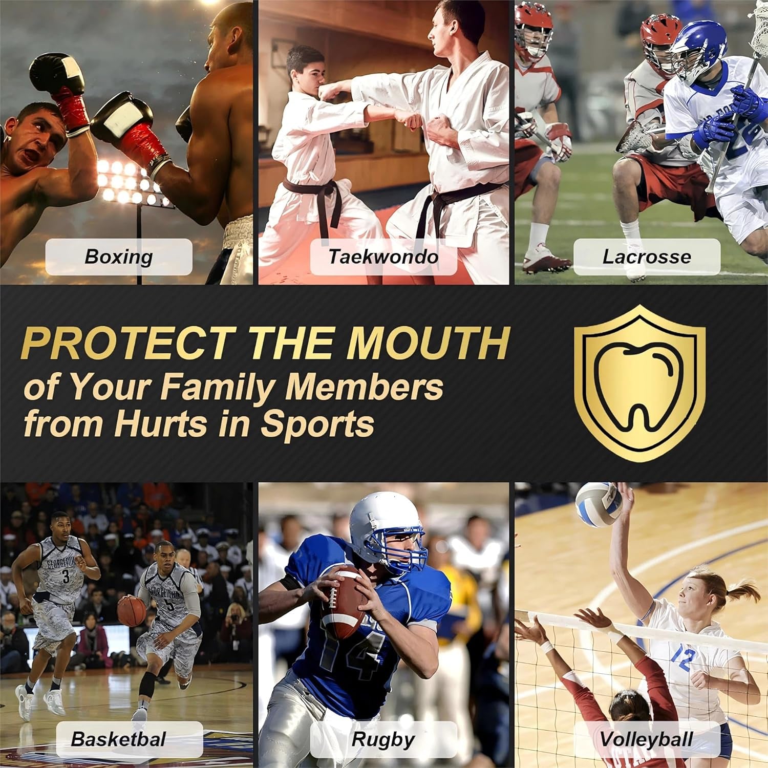 6 Pcs Youth Kids Mouth Guard for Sports, Boys Girls Mouth Guard with Case, Mouthguard for Football Hockey Basketball Lacrosse Boxing