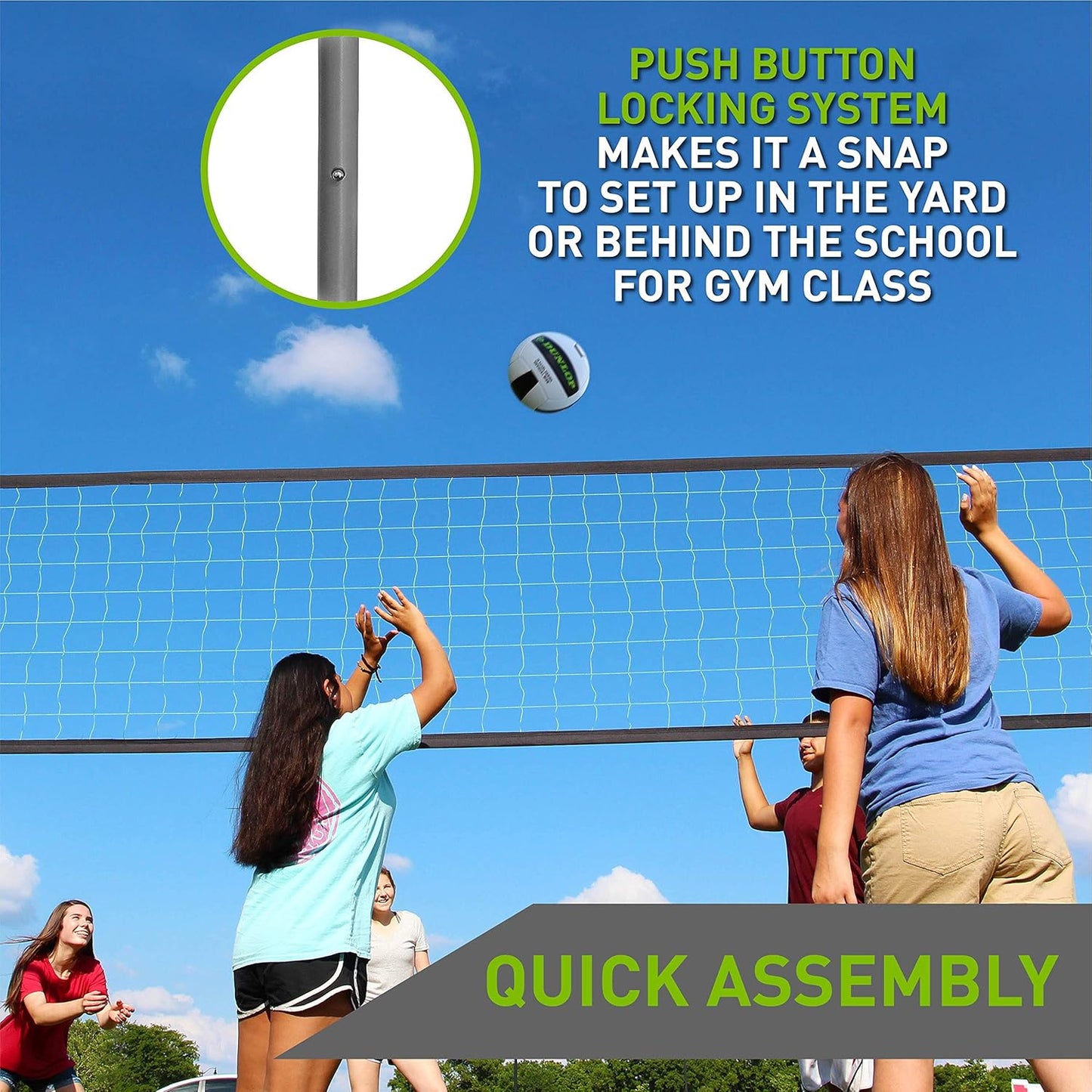 Multiple Size Adjustable Heights Outdoor Volleyball Net, Durable 3-Piece Steel Poles with Official Size Ball Included, Perfect for Beach and Backyard