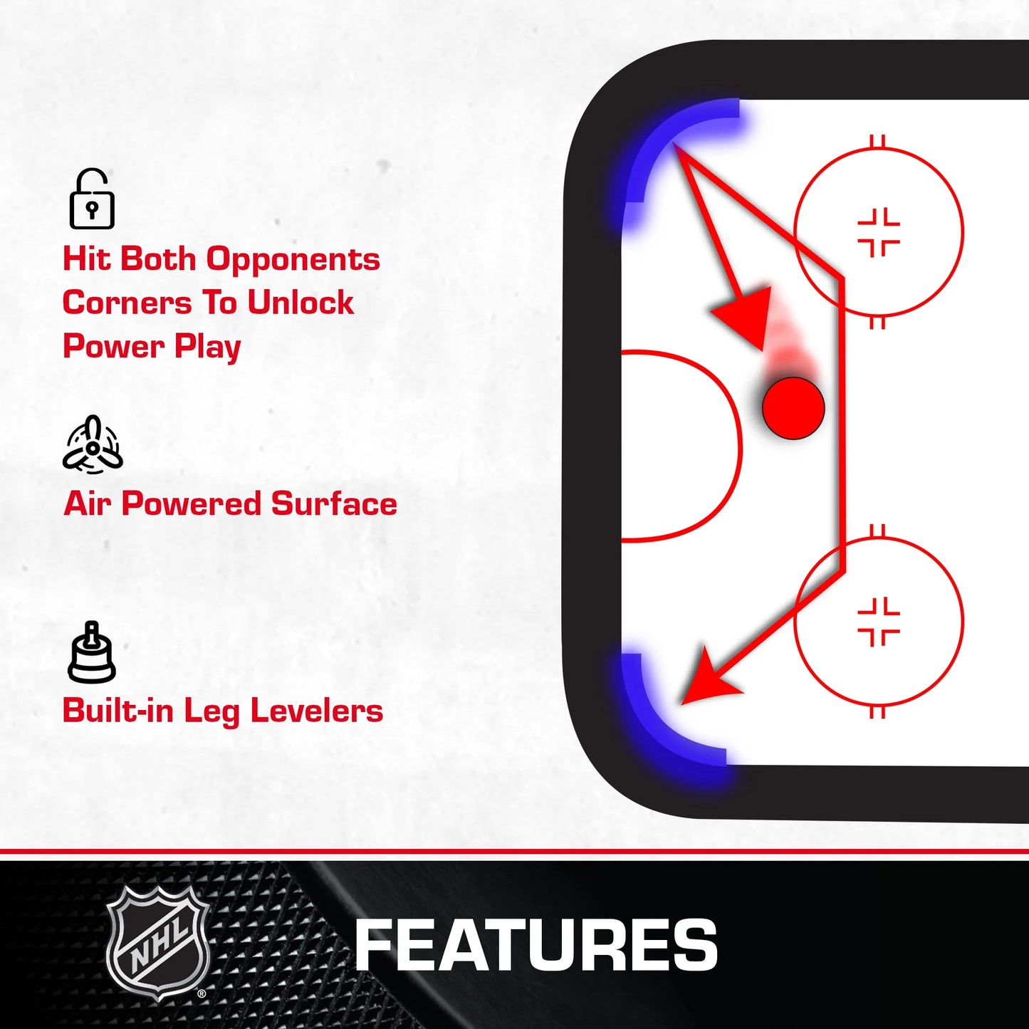 Power Play Pro 84" Indoor Air Hockey Table with Overhead Projection LED Scoring and Light-Up Power Corners